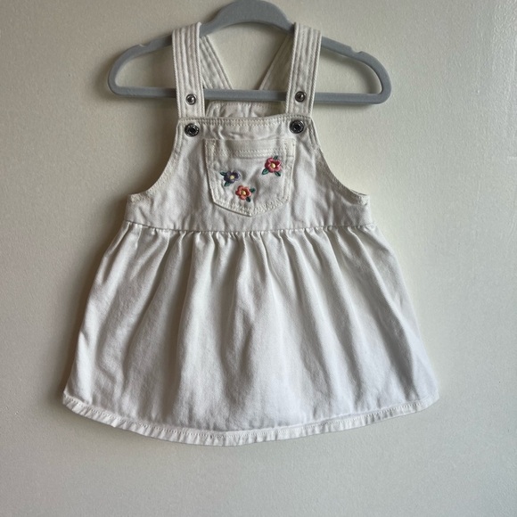H&M Baby Girl Cream Overall Dress with Flowers Size 9M - Picture 1 of 9